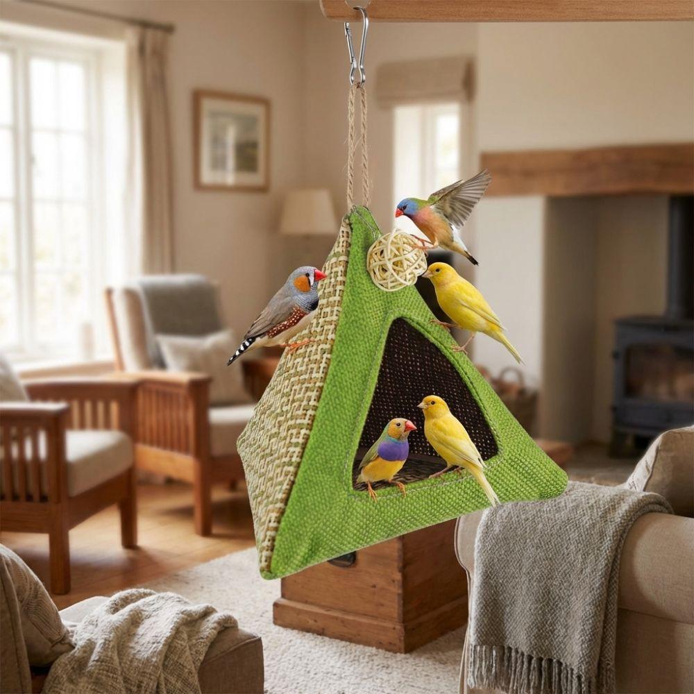 Breathable Net Summer Cooling Nest Triangular Bird Hammock Bird Hanging Tent Hiding House