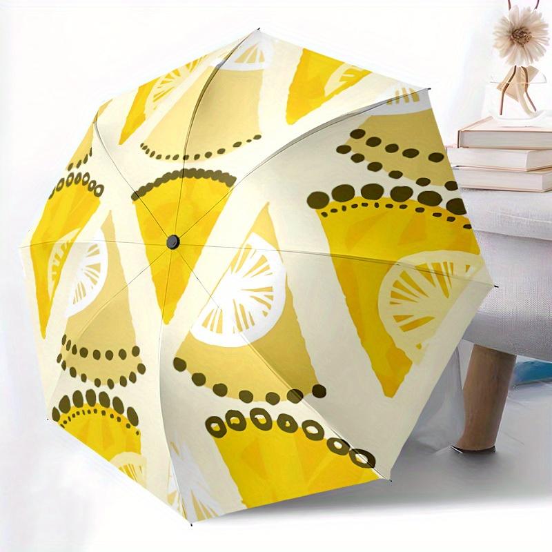 1pc Lemon Slice Pattern Automatic Open, Sturdy Iron Frame, Compact Folding Design, All-Season Portable Umbrella for Women & Men, Outdoor Umb