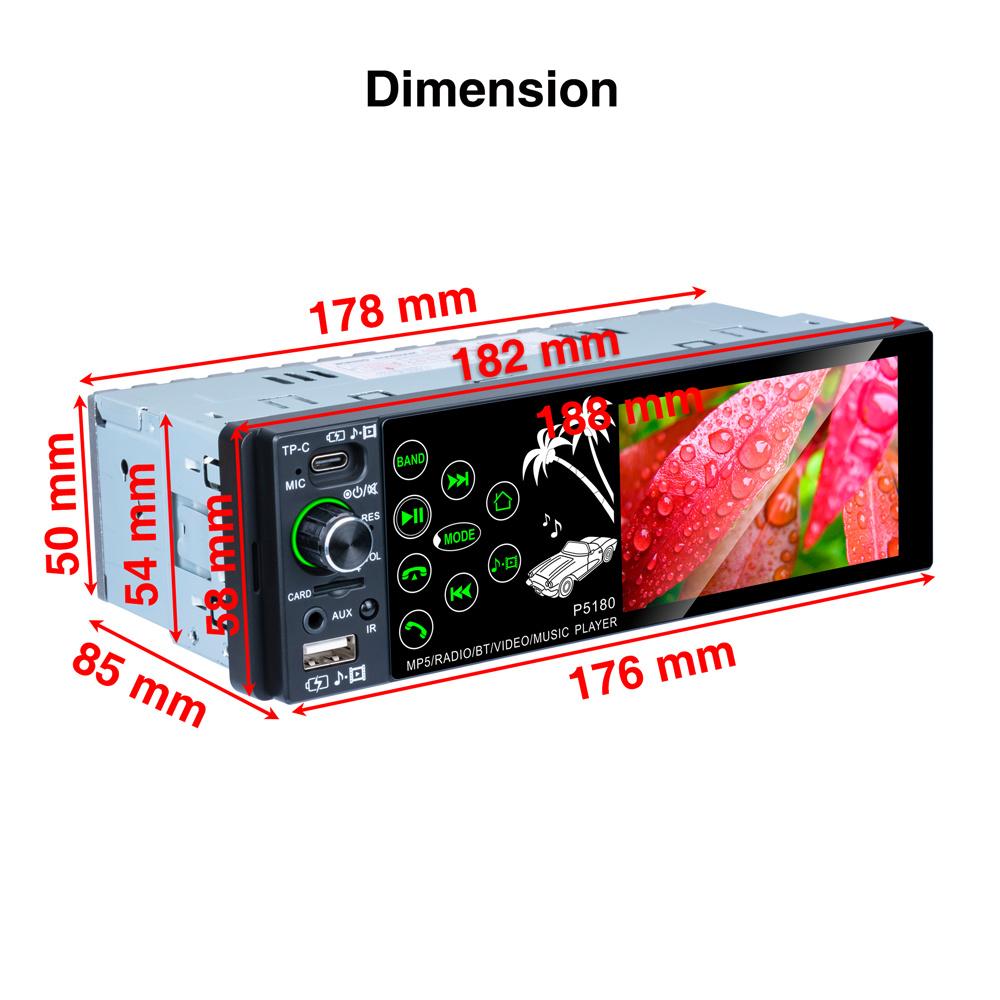 4.1inch IPS Capacitive Touch Screen Bluetooth AUX RMVB/AVI Media Player Subwoofer FM Radio MP3 WMA MP4 MP5 Receiver
