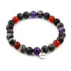 Stones and Minerals. Labradorite + Amethyst + Red Agate 8 Mm Pearl Bracelet. Made In France.