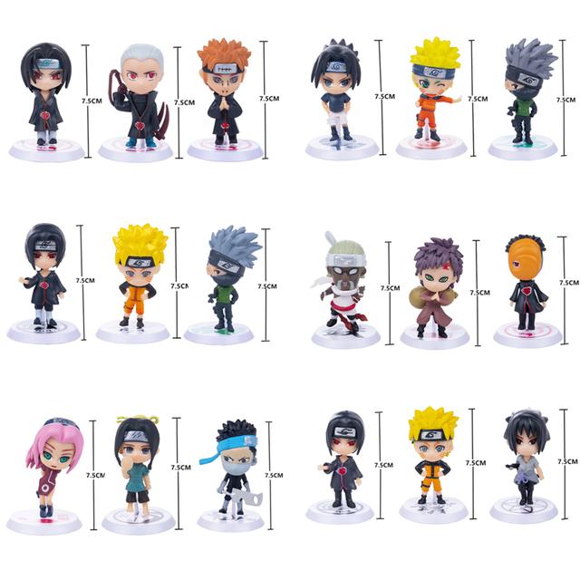 Naruto Figures Anime Model Sasuke Kakashi Gaara  Sakura Q Version PVC Cute Doll Kids Gift Bulk Buy Lots Toys