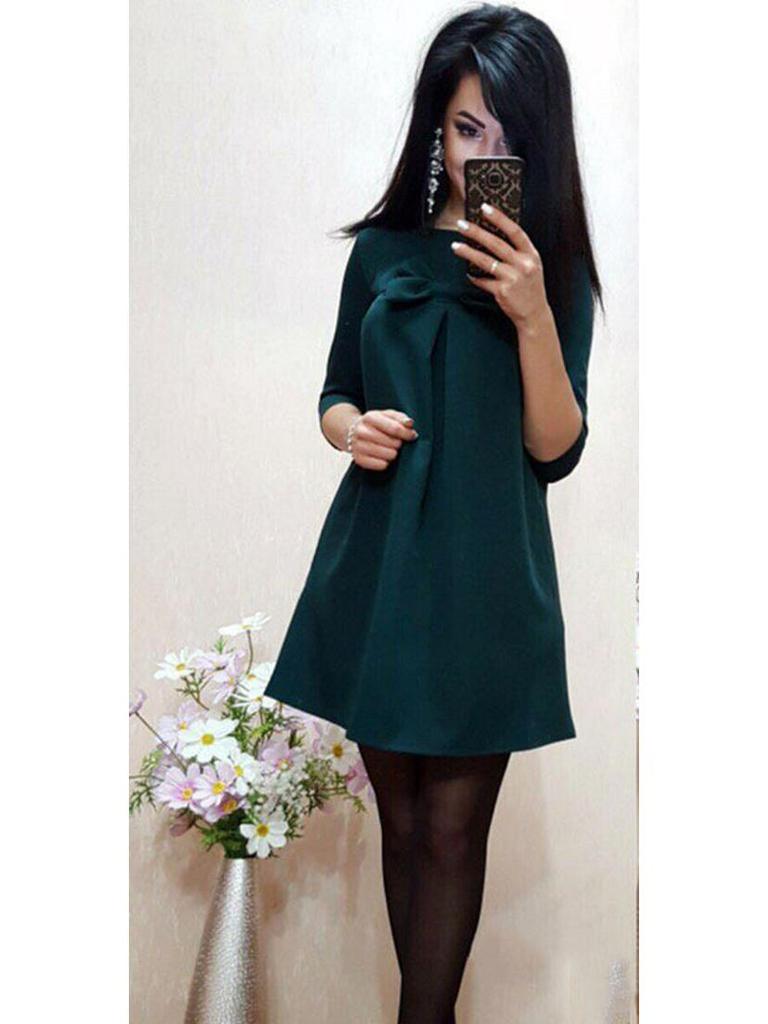 Sweet Bow Design Mid-Sleeve Dress