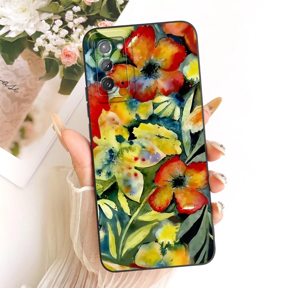 Для Samsung Galaxy S20 S20+ S20FE Милый Чехол-Телефон с Кошкой и Цветами Для Samsung S 20 S20 FE 4G 5G Ударопрочный Мягкий Силиконовый Бампер