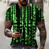 2025 Брендовая мужская летняя футболка Harajuku Fashion с короткими рукавами и цифровой информацией с 3D-принтом от Technology Whirlpool