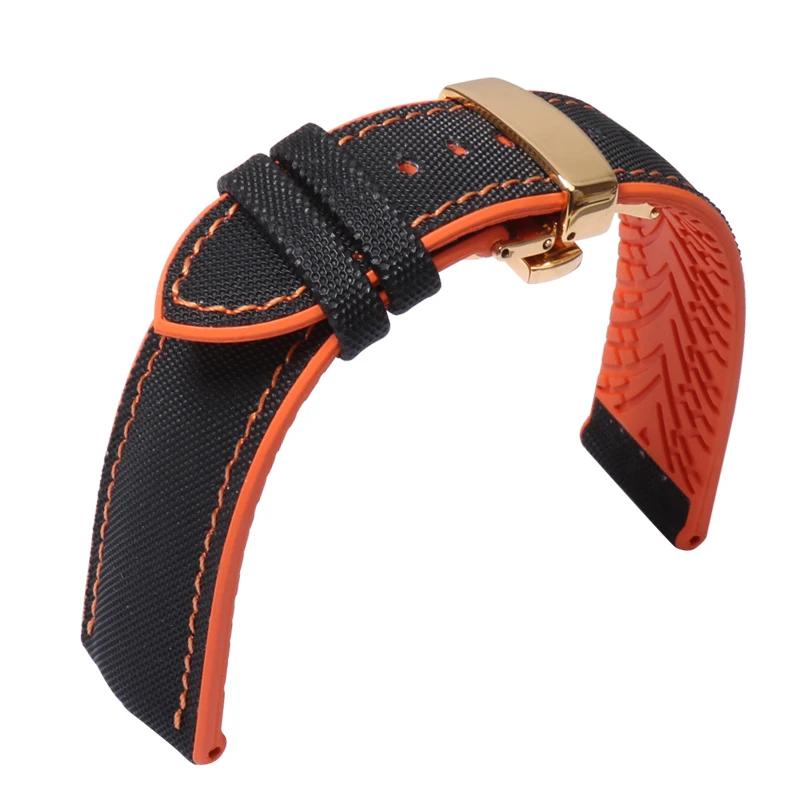 Waterproof Nylon Silicone Rubber Soled Watchbands For Wanguo Mido Helmsman Bainianling Citizen Men's Watch Strap 20mm 22mm 24mm