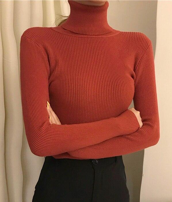 ITOOLIN Женские повседневные мягкие кашемировые эластичные свитера, водолазки, тонкие вязаные пуловеры для женщин, однотонные джемперы, зимние