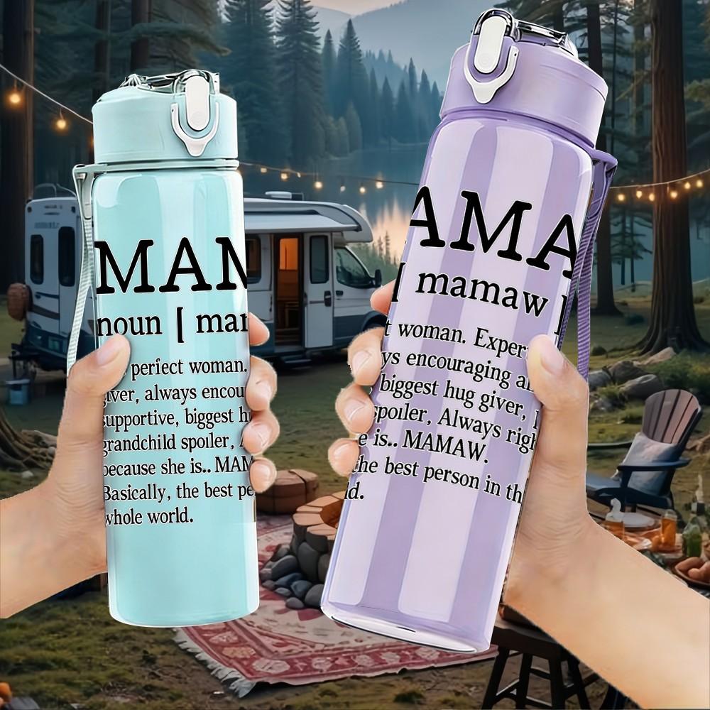 1PC Mamaw Definition Text Print 750ml Color Plastic Sports Water Bottle Leakproof Flip Straw Lid Suitable for Sports Office Home Use