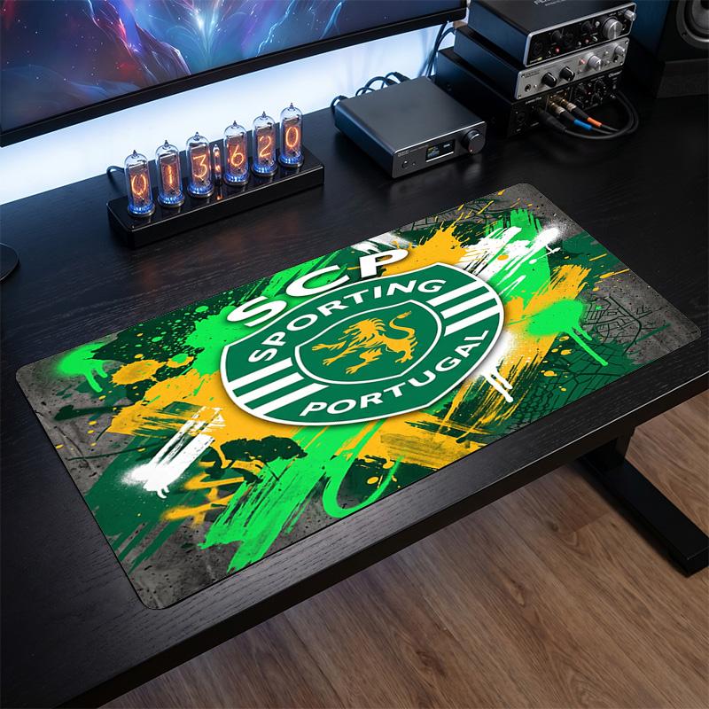 Sporting CP FC Theme Pattern Mouse Pad, Soccer Logo Design XXL Gaming Desk Mat Non-Slip Computer Mouse Pad