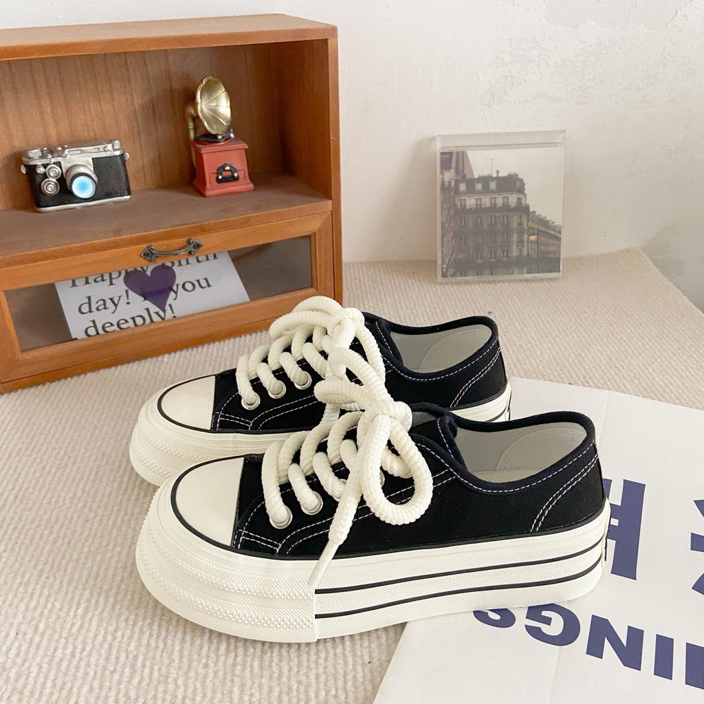 H1028 + H1057 + H1292 Две пары женских парусиновых туфель на платформе на одну ногу, ленивые универсальные нишевые ins доски