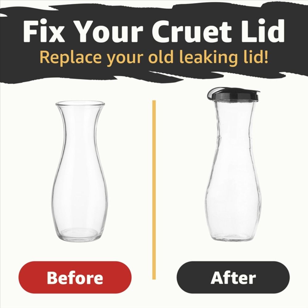 2Pcs Black Salad Dressing Cruet Lids Silicone Durable Bottle Cap Replacement 5.8cm Diameter Mouth Replacement Lids