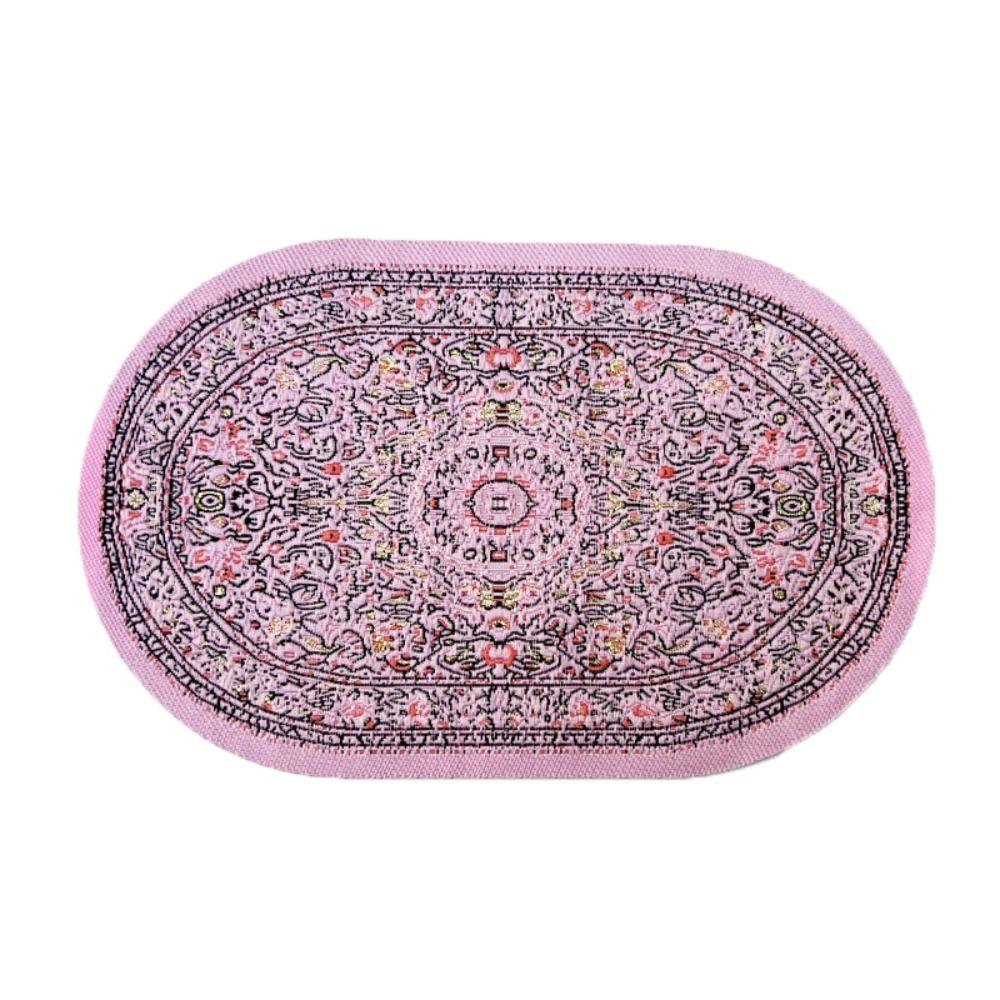 Multicolor Dollhouse Carpet Toy Doll Accessories Oval Round Miniature Weaving Rug Playing House Turkish Style Floor Covering Mat
