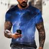 Summer Men's Top Oversized T-Shirt Casual Lightning Cool 3d Digital Print T Shirts for Male Short Sleeve Tee