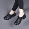 Small Leather Shoes Women's Autumn New Round Head Lace-up Flat Shoes Comfortable College Style Single Shoes