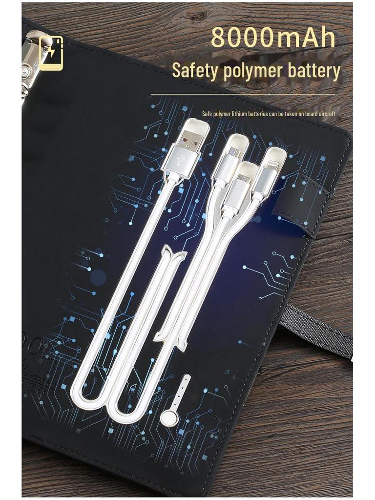Многофункциональный бизнес-ноутбук формата A5 с USB-зарядкой и USB-накопителем со светящимся логотипом