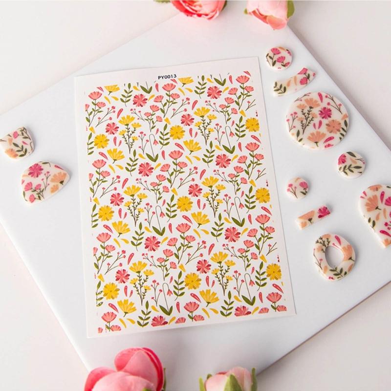 Бумага с водным переносом для глины для DIY-серьг из глины, Цветочный лист для переноса на глину, Бумага с цветами для керамической эмали, Декаль
