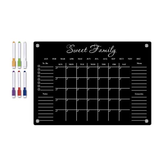 Магнитная акриловая доска для холодильника, разборчивый черный текст с 6 стираемыми маркерами, легко читаемая доска-еженедельник