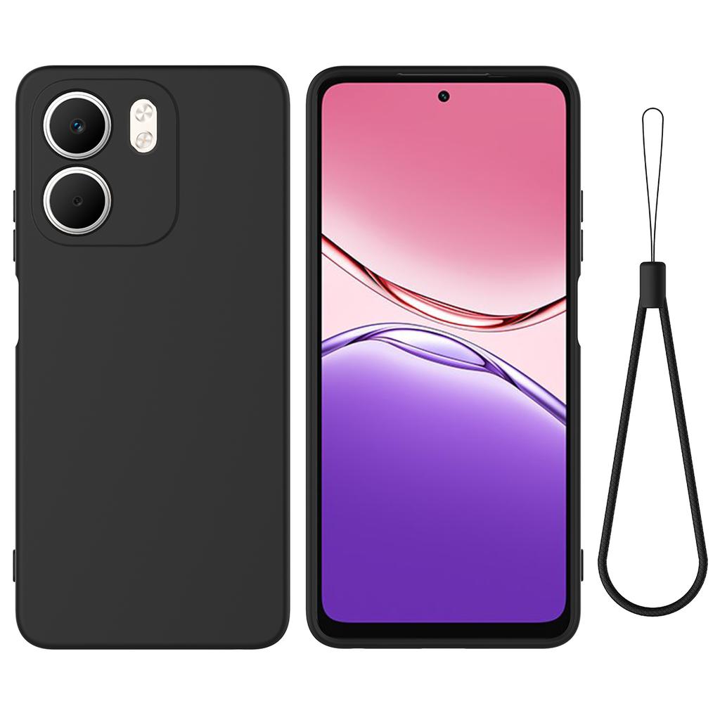 For Oppo A5x 5G/Oppo A5x 4G Liquid Silicone Case Phone Back Cover with Hand Strap