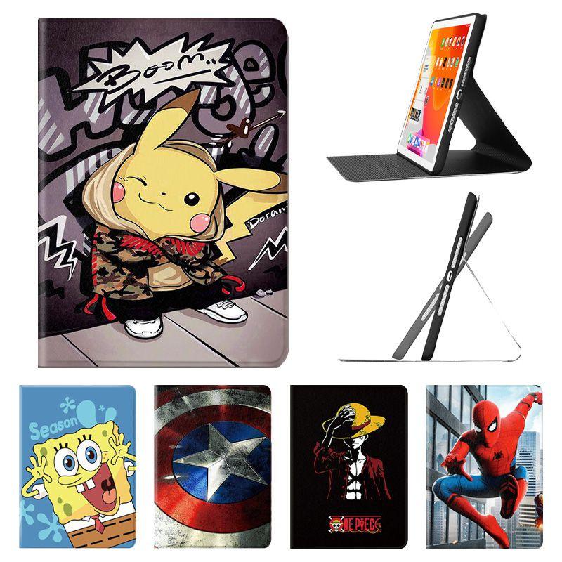 Ultra-thin Smart Ipad Cartoon Case Cover For Kids Pikachu Spiderman Luffy