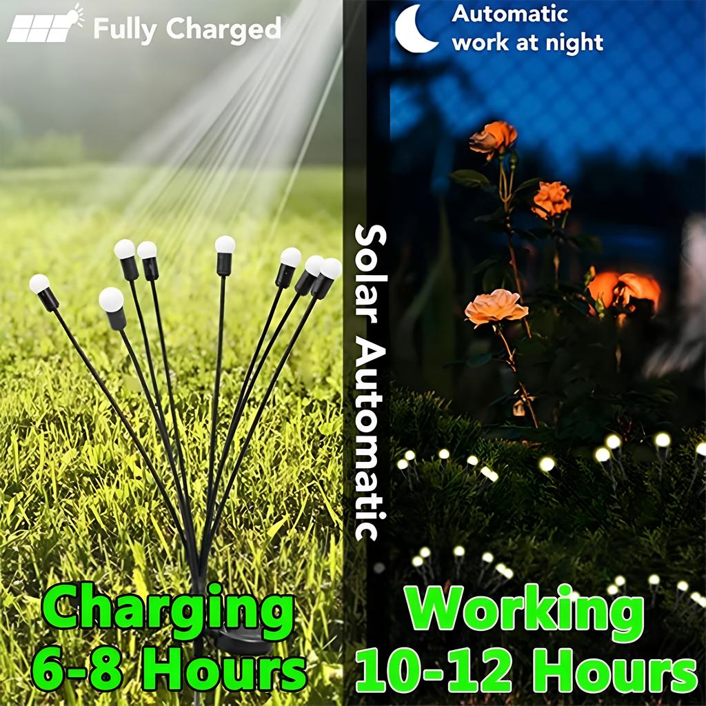 6/8/10 LED Solar Garden Lights Powered Firefly Lights Outdoor Waterproof Vibrant Garden Lights for Patio Pathway Decoration,Warm