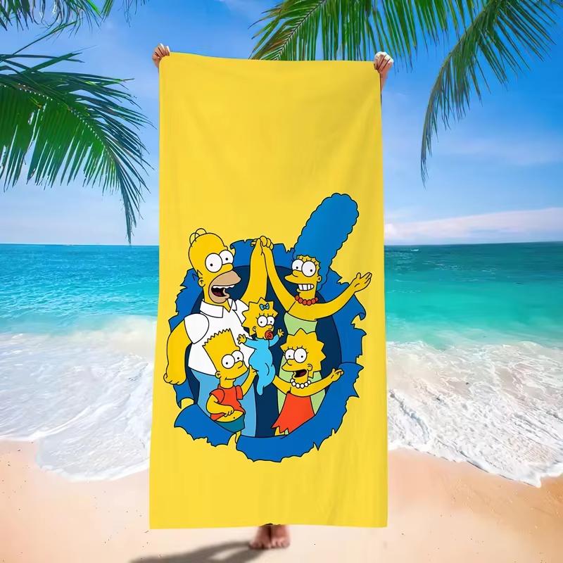 1pc Anime T-The S-Simpsons Family Cartoon Aesthetic Beach Towel Ultra Absorbent Cool Room Stuff Bath Towel Swimming Outdoor