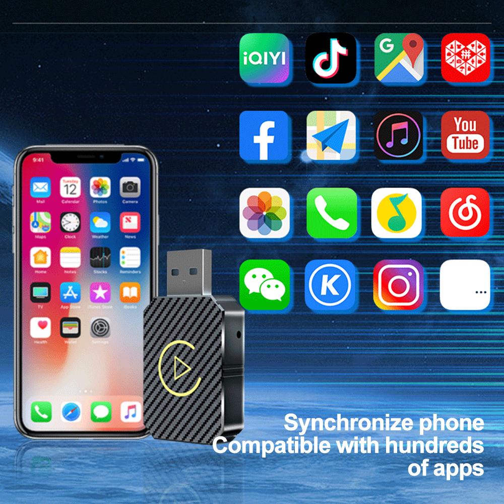 2024 Mini Carplay + Android Auto Wireless Adapter Apple iOS Smart Ai Box Car Play Wired To Wireless Dongle USB Plug and Play For VW Hyundai Jeep Benz