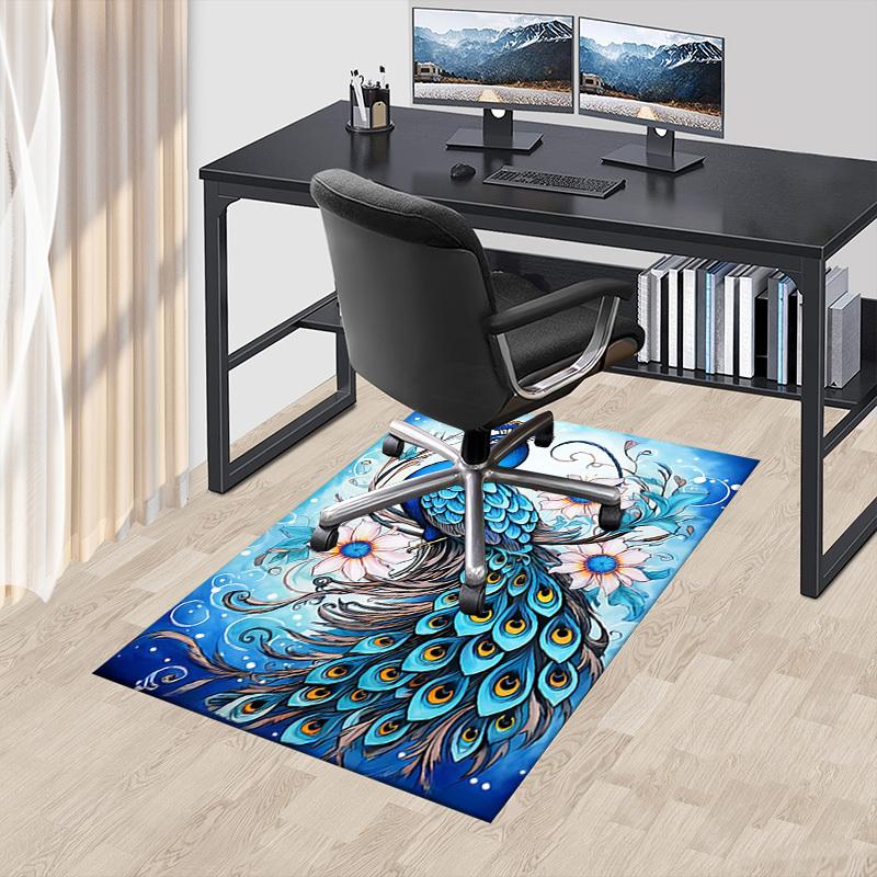 1PC Peacock Flowers Extra Large Non Slip Floor carpet, Office, family, Studio Large Area Rug Indoor Rugs, Bold Statement Piece