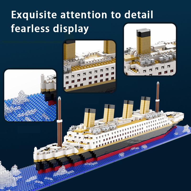 Simulation of Titanic High Difficulty Building Block Micro Particle Toy Puzzle Assembly Cruise Ship Model Children's Gift