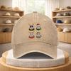 Hippo Reindeer Christmas Light Print Washed Denim Baseball Cap Adjustable Streetwear Hat