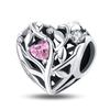 925 Silver Classic Purple Retro Heart Shape Lotus Angel Pattern Charms Beads Fit 3mm Original Bracelet DIY Jewelry Gift