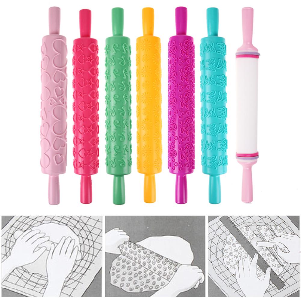 Nonstick Fondant Sugarcraft Dough Embossed Roller Mold Cake Decorating Tool
