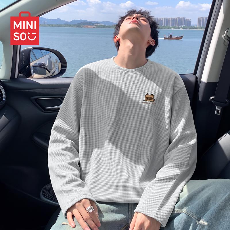 MINISO Мужская вафельная футболка с длинным рукавом
