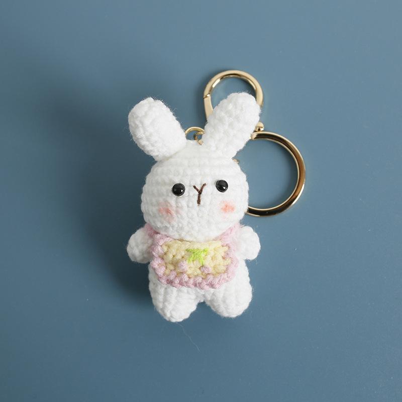 Cartoon Animal Doll Series Crochet Keychain Knitted Rabbit Keychain Cute Bear Keyring For Bag Pendant Custom Accessory