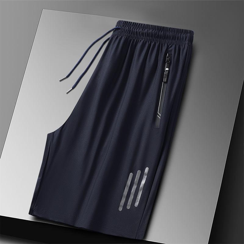 Мужские спортивные шорты больших размеров из быстросохнущего ледяного шелка - Дышащие, высокоэластичные, для активного отдыха и повседневной носки