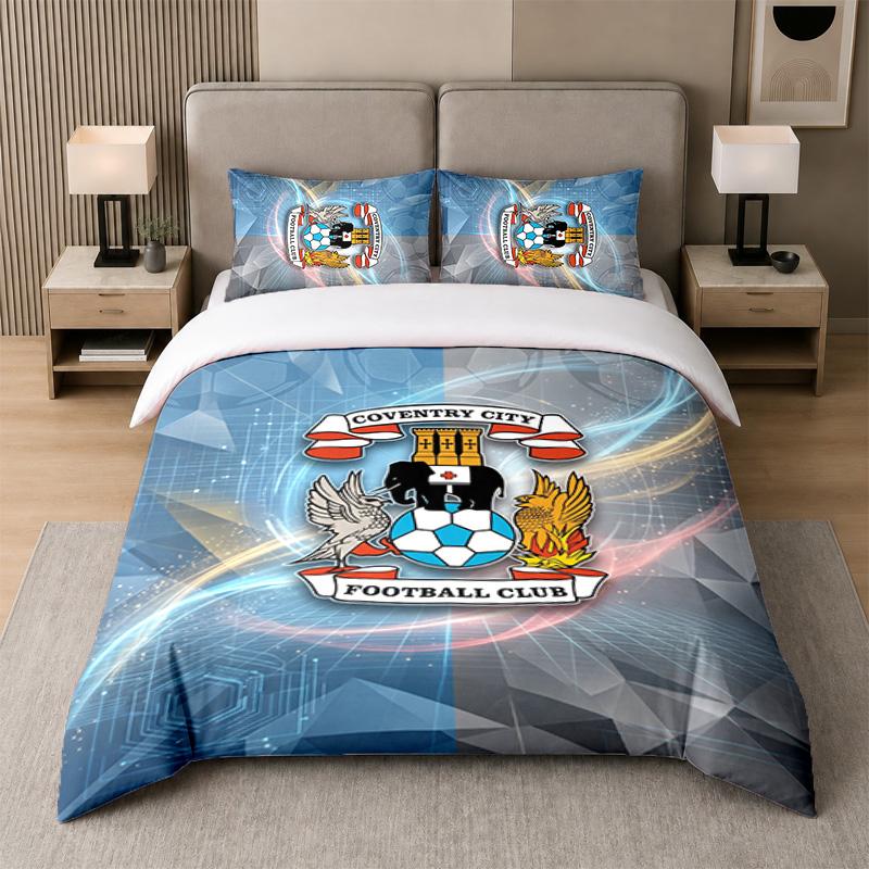 3Pcs Bedding SetCoventry City Football Soft Bed Sheet and Two Pillowcases Home Bedroom Decor