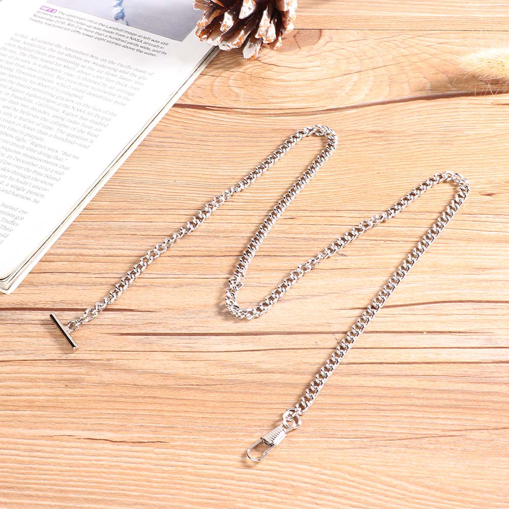 65 см Длина Ретро Т-образный Карманные Часы Цепь Подвеска Держатель Металлические Карманные Часы Аксессуары Серебро