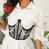 Casual Lace Patchwork Pearl Chain Sexy Chest Wrap Waist, Slim Fit With Fishbone Steel Ring, Fashionable Waist Seal