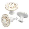 Set of 10 Antique White Drawer Knobs, Round Door Handles with Screws, Retro Floral Pattern, Approx. 35mm Diameter, for Kitchen, Room, Interior Doors,