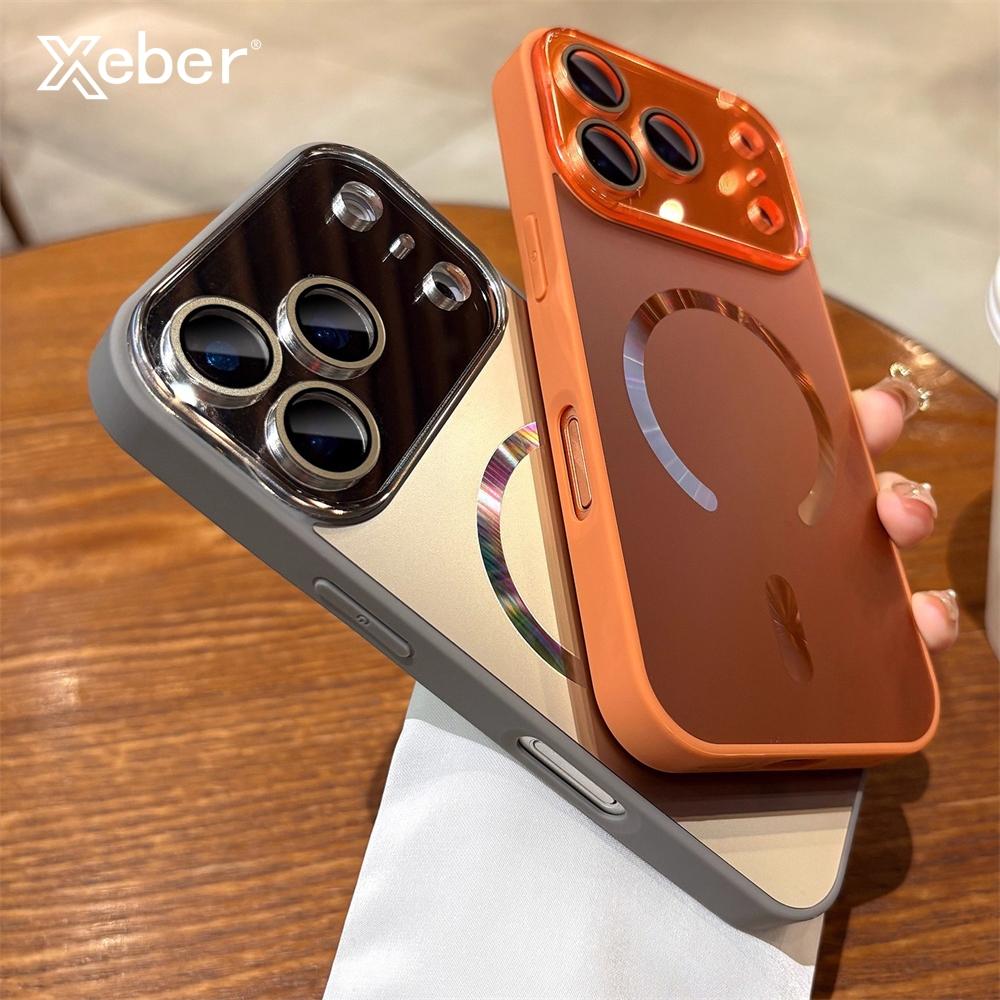 Защита камеры с большим окном, матовое стекло, для чехла Magsafe, для iPhone 17 16 15 14 13 Pro Max, магнитная крышка для беспроводной зарядки