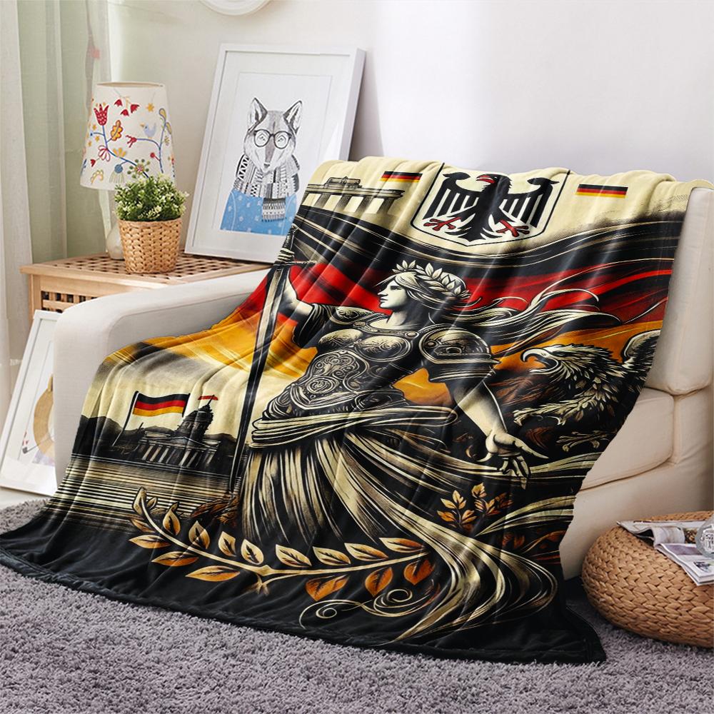 1PC German Empire Print Flannel Blanket, High quality Comfortable for All Seasons, Home Decor, Warmth and Comfort, Perfect for Christmas Gifts
