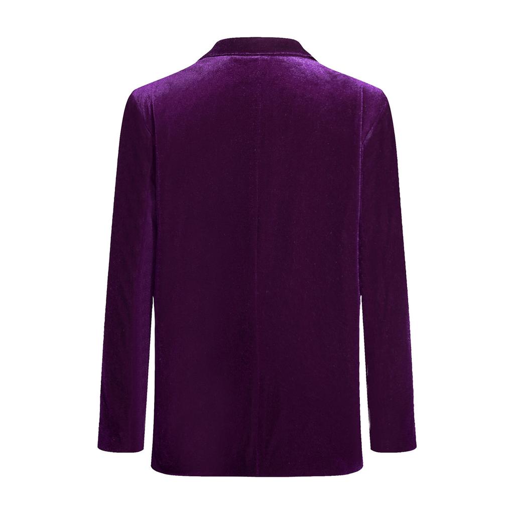 Boys Formal Blazer Velvet Material Notch Lapel One Button Flap Pocket Tuxedo Jacket Fully Lining Outwear