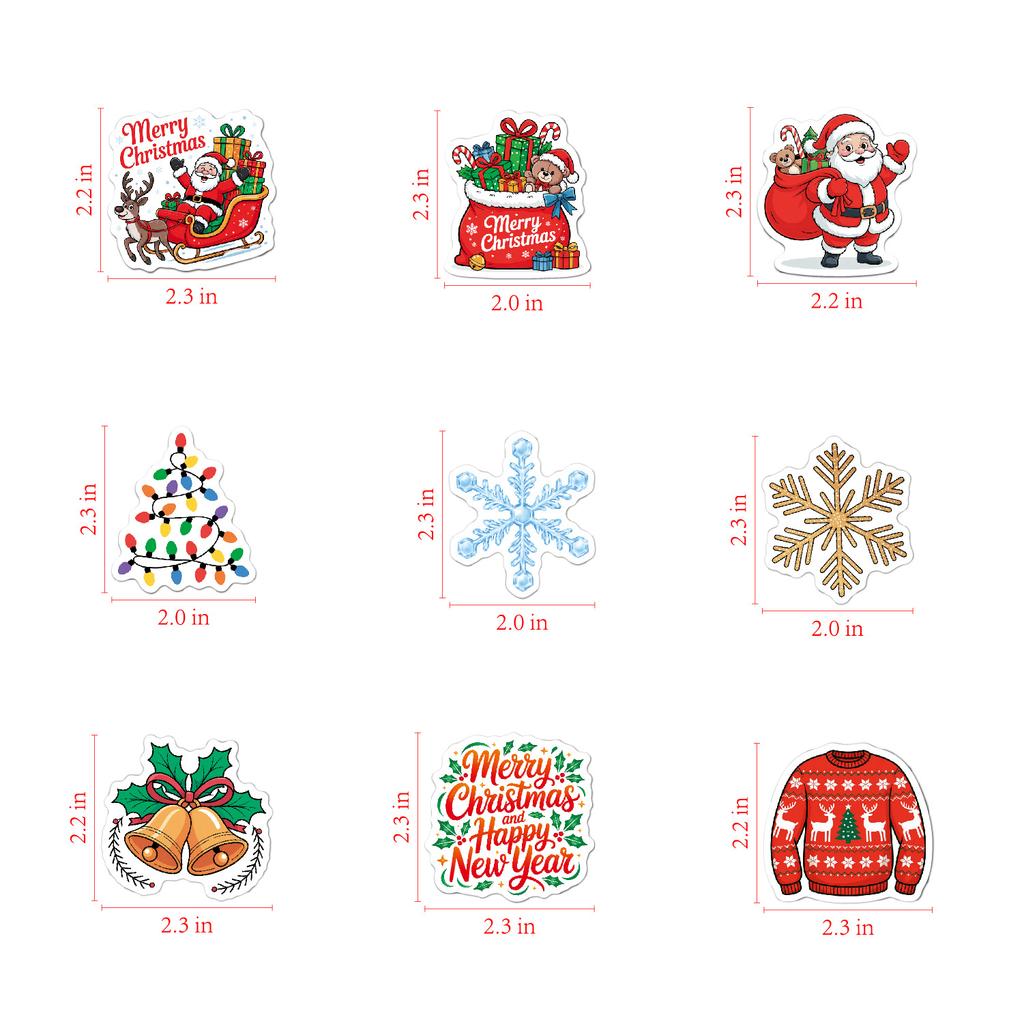 New Christmas Stickers 50 100 Holiday Gift Decoration Vinyl Vinyl Christmas Stickers
