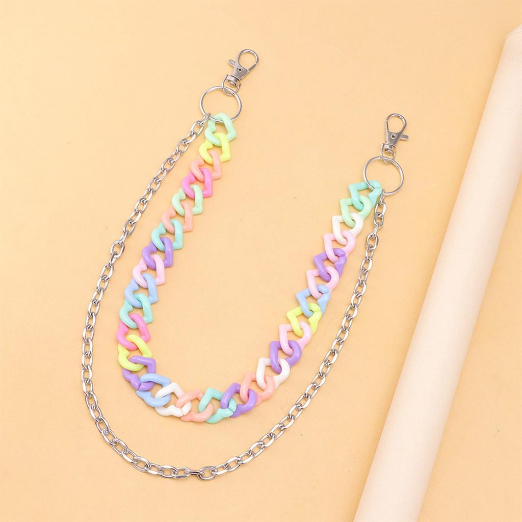 Конфетный цвет Двухслойная Уличная Акриловая Цепь для Брюк Регулируемая Длина Поясная Цепь Аксессуар для Любителей Моды