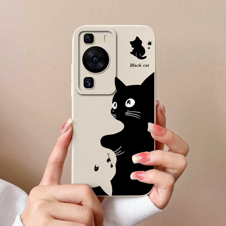 For Huawei P60 Pro Art Phone Case Cute Design Soft Liquid Silicone Back Cover For HuaweiP60 P 60 Anti Drop Durable Bumper Funda