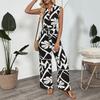 Women's V-Neck Jumpsuit Pants Summer New Commuter Sleeveless Printed Jumpsuit