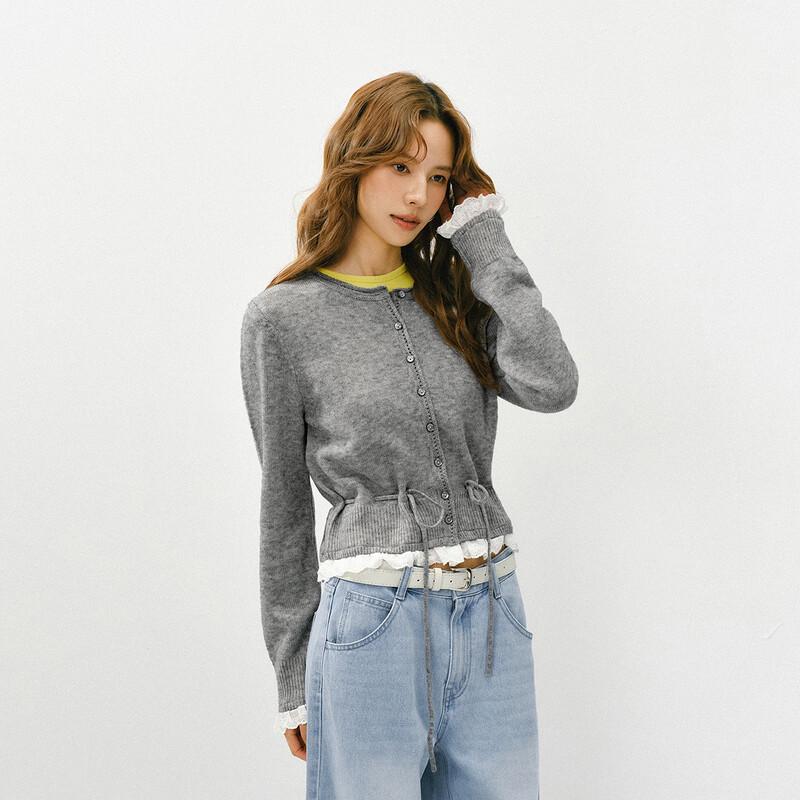 Женский короткий кружевной вязаный кардиган Semir