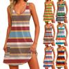 Women's Casual Print Summer Bohemian Beach Dress With Pockets V Neck Tank Dress
