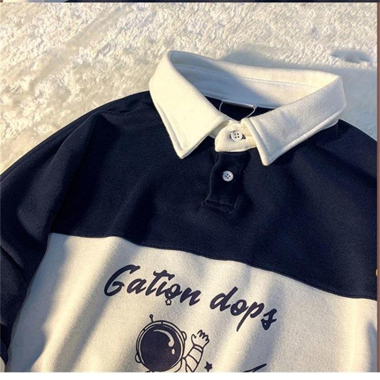 Женское худи оверсайз с принтом букв, свободная толстовка поло, повседневные худи-пуловеры