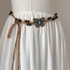 National Style Butterfly Women Belt Aesthetic Waist Chain Hemp Rope Braided Big Beads Dress Plait Belt Casual Thin Belt for Dress