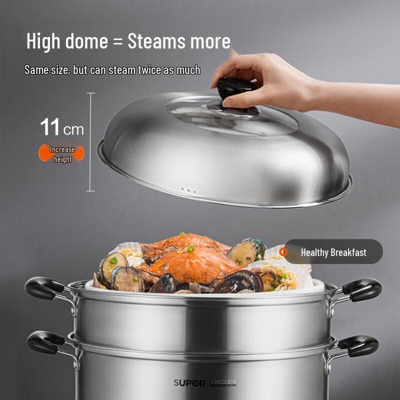 Supor 32cm Double Layer Stainless Steel Steamer Pot