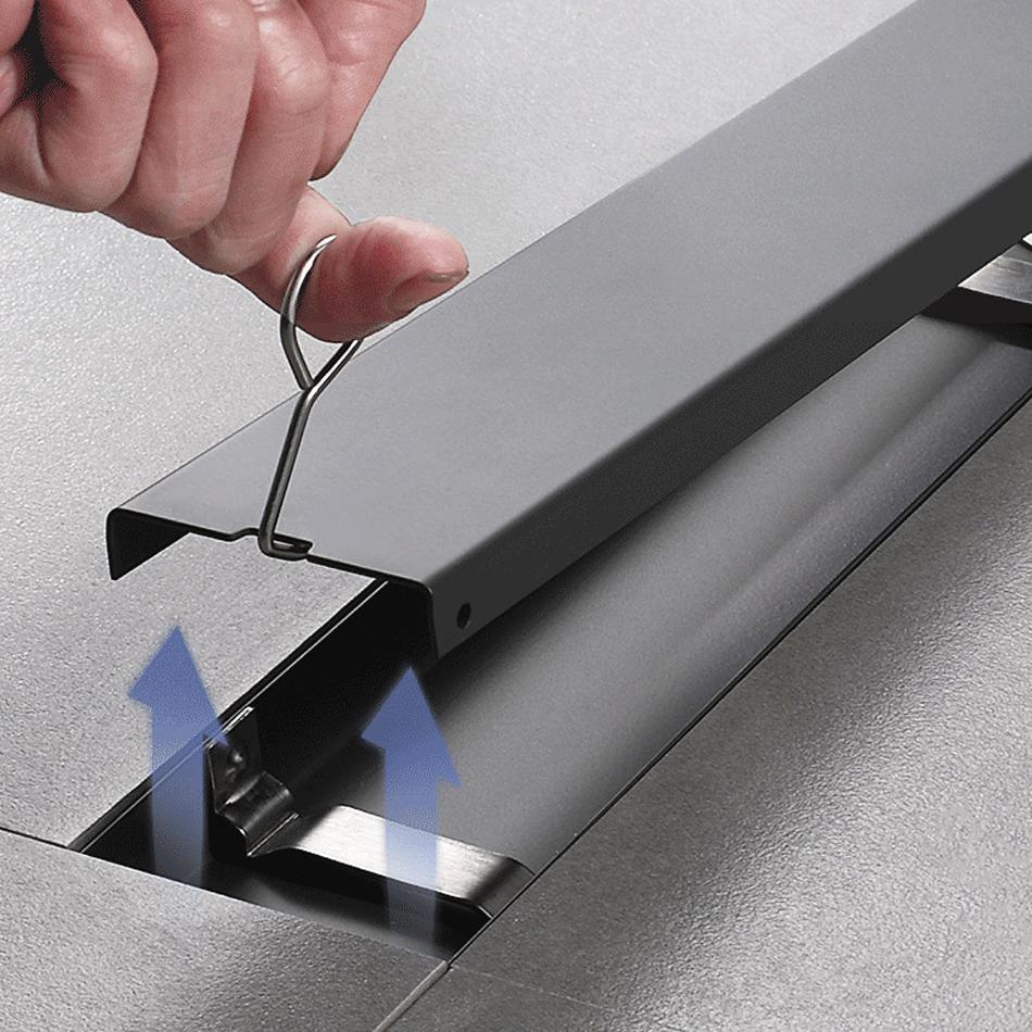 Невидимый слив для плитки из нержавеющей стали, серый, для душа в ванной, длинный, линейный, боковой слив для пола 60 70 80 90 100 см